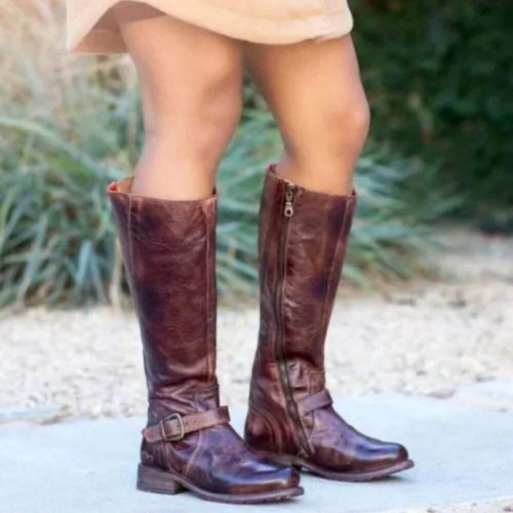 Bed Stu Glaye Wide Calf Tall Riding Boot--Rustic Teak 8.5